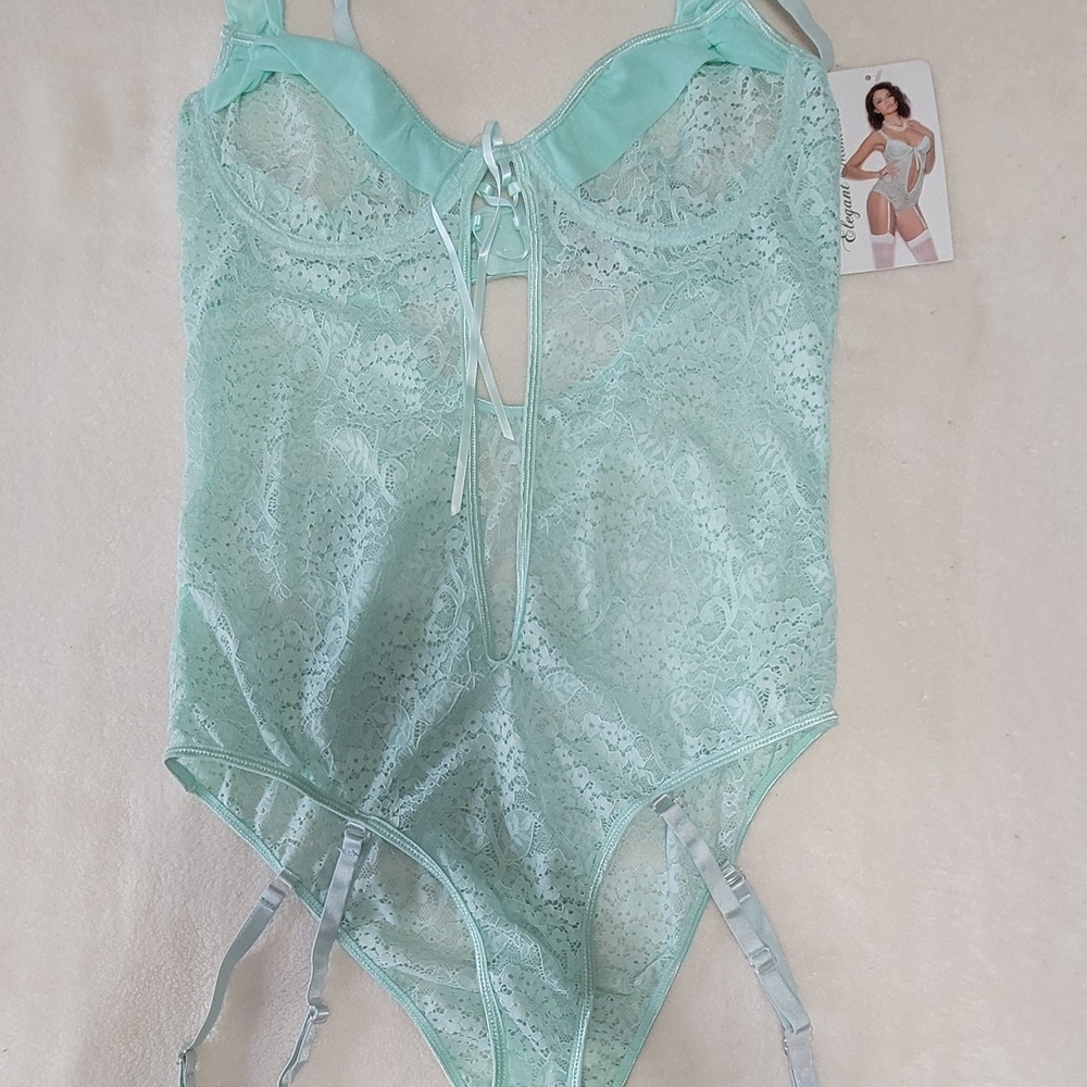 Elegant Moments Aqua Lace Chemise